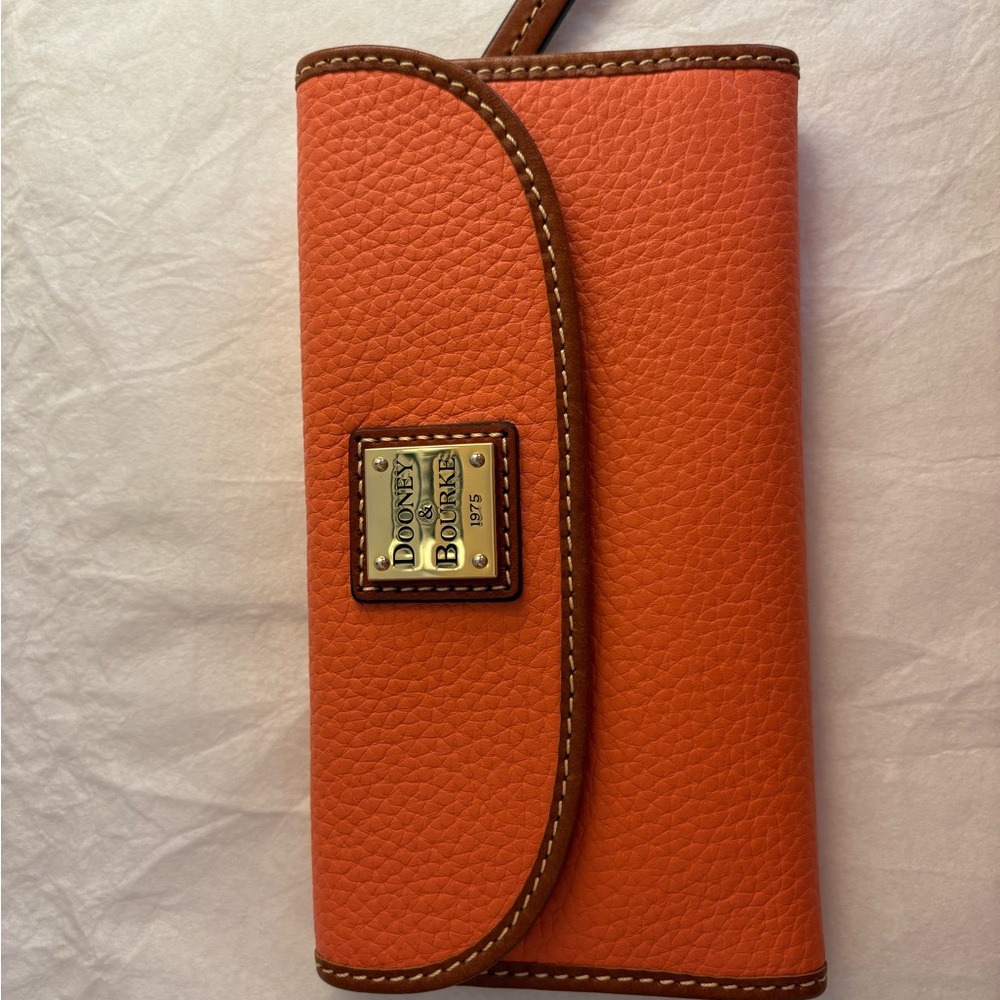 Dooney & Bourke Orange Pebble Leather Phone Case